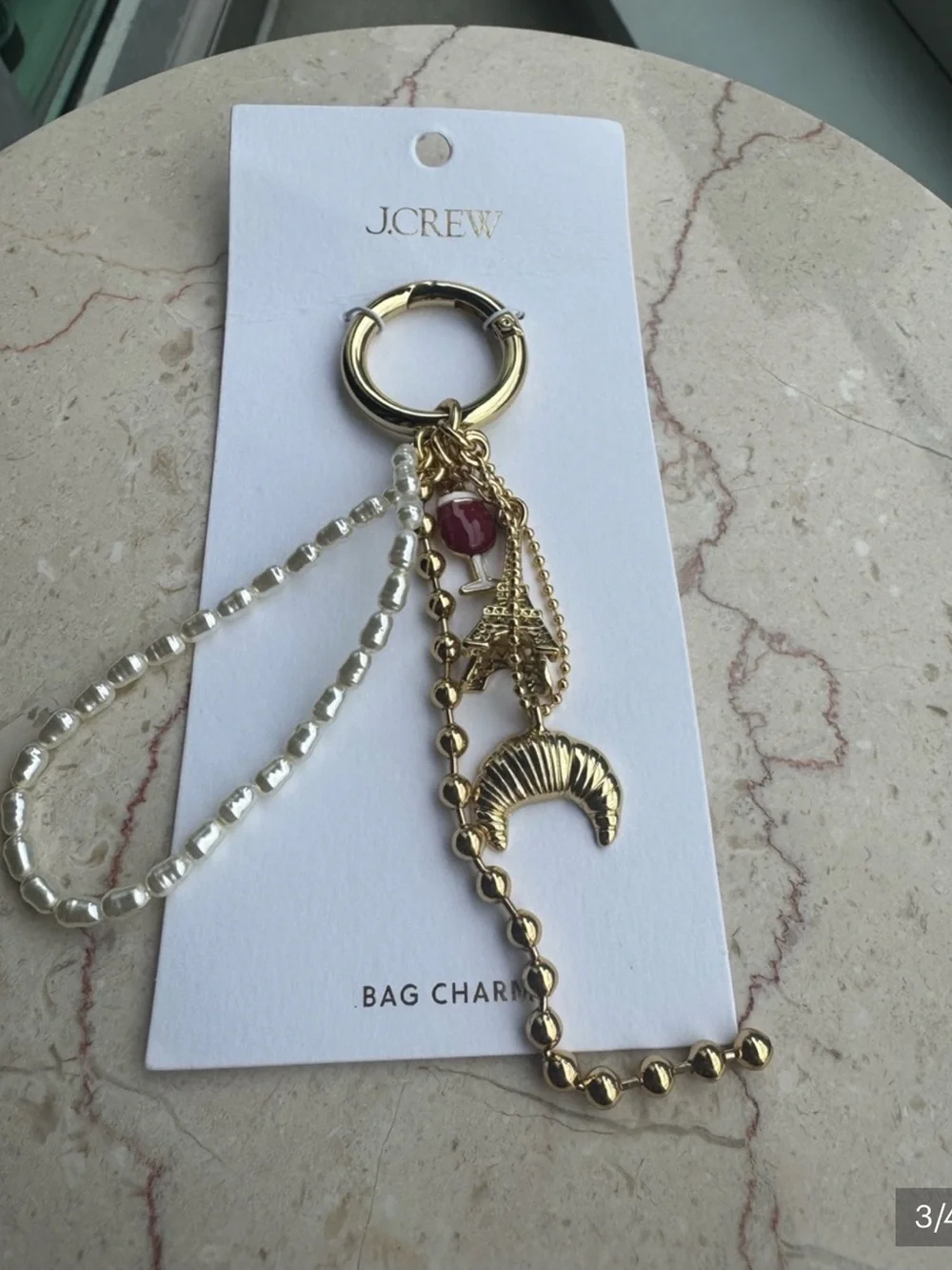 J Crew Multicolor FRENCH bag charm/keyring